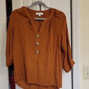 Women's Button-Front Top in Brown
